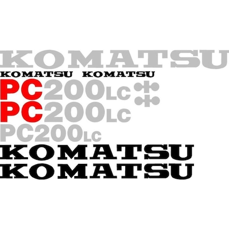 Aftermarket Decal Set for Komatsu PC 200LC Excavator (without White Stripe) KMPC200DECALSET